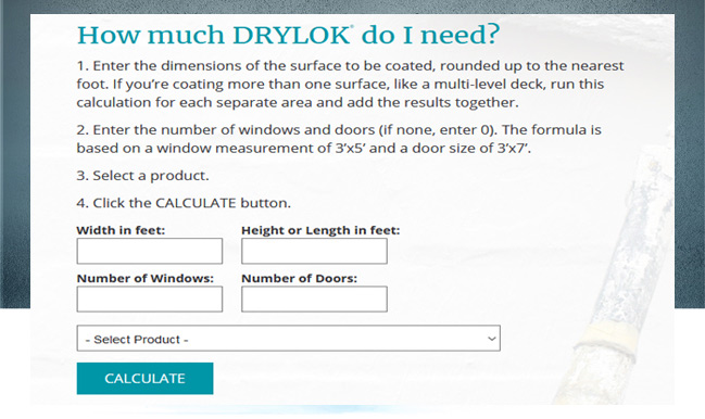 How much DRYLOK do I need? calculator form