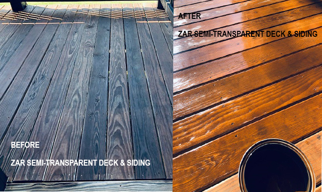 wood before and after ZAR deck and siding